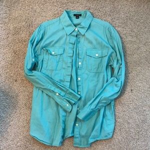 Ann Taylor Teal button down